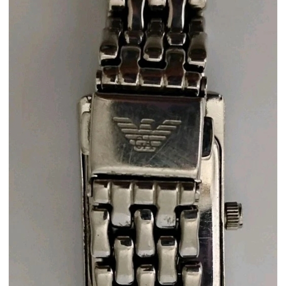 Emporio Armani Silver Tank Wrist Watch Men's Analog New Battery Works AR0106 - Picture 3 of 6